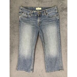 BKE Jeans Womens 29 Blue Light Wash Denim Wendi Cropped Wide Leg Capri Mid Rise